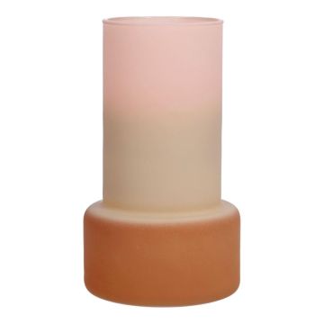 NULAILA decorative vase, glass, pink-beige-brown-matt, 18 cm, Ø 10.5 cm