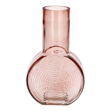 ORESTINO round glass vase, pink-clear, 14 x 7.5 x 22.5 cm