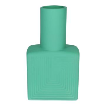 ORESTINO square glass vase, matt mint, 13 x 7.5 x 22.5 cm