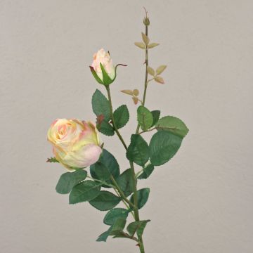 Artificial rose CARUSA, pink-cream, 31"/80cm, Ø3.1"/8cm