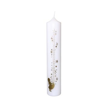 Advent calendar pillar candle KEEVA, screen-printed Advent dates, white and gold, 26.5 cm, Ø5 cm – Made in Germany