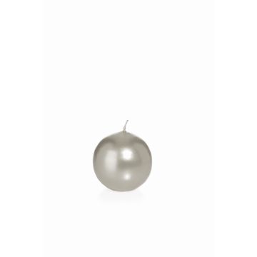 Ball wax candle ROSELLA, silver, Ø2.4"/6cm, 10h - Made in Germany