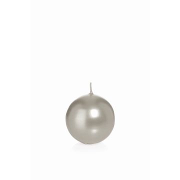Ball wax candle ROSELLA, silver, Ø2.8"/7cm, 16h - Made in Germany
