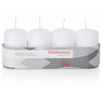 Advent wreath pillar candles JENARO, 4 pieces, white, 3.1"/8cm, Ø2"/5cm, 18h - Made in Germany Advent wreath pillar candles JENARO, 4 pieces, white, 3.1"/8cm, Ø2"/5cm, 18h - Made in Germany