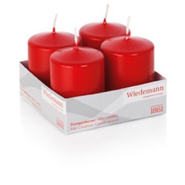 JENARO Advent wreath pillar candles, 4 pieces, red, 8cm, Ø6cm, 29h – Made in Germany