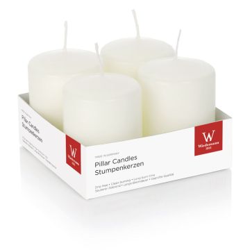 JENARO Advent wreath pillar candles, 4 pieces, ivory, 8cm, Ø6cm, 29h – Made in Germany