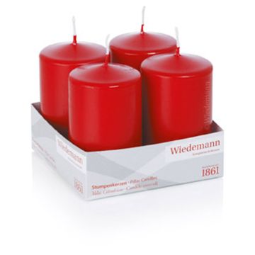 Advent wreath pillar candles JENARO, set of 4, red, 3.9"/10cm, Ø2.4"/6cm, 33 hours - Made in Germany Advent wreath pillar candles JENARO, set of 4, red, 3.9"/10cm, Ø2.4"/6cm, 33 hours - Made in Germany