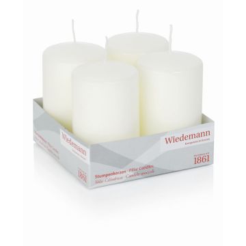 JENARO Advent wreath pillar candles, 4 pieces, ivory, 10 cm, Ø 6 cm, 33 hours – Made in Germany