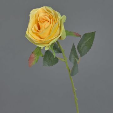 Silk rose spray SIMONY, yellow, 18"/45cm, Ø3.1"/8cm
