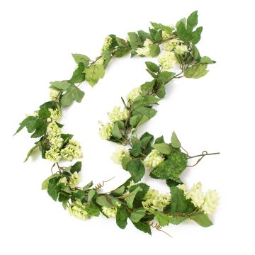 Fake Garland of hops KRATEOS, with flowers, green, 7ft/200cm Fake Garland of hops KRATEOS, with flowers, green, 7ft/200cm