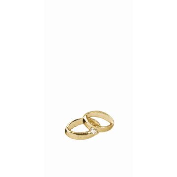 AKONY Wedding Rings wax ornament with stone, shiny gold, 1.8 x 3.5 cm