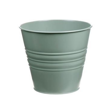 Round plant pot MICOLATO with grooves, zinc, jade green, 6"/16cm, Ø7"/18,5cm Round plant pot MICOLATO with grooves, zinc, jade green, 6"/16cm, Ø7"/18,5cm