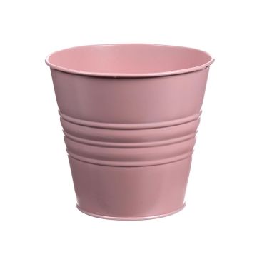 Round plant pot MICOLATO with grooves, zinc, pink, 4.7"/12cm, Ø5.3"/13,5cm Round plant pot MICOLATO with grooves, zinc, pink, 4.7"/12cm, Ø5.3"/13,5cm