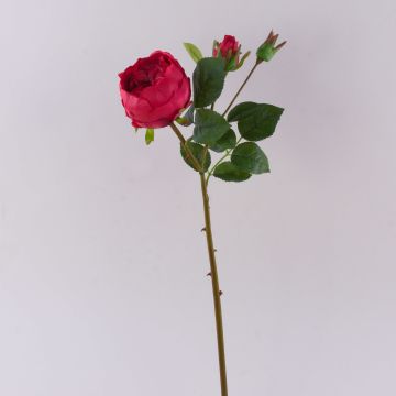 Artificial cabbage rose MIRETTA, red, 24"/60cm, Ø1.2"-3.5"/3-9cm
