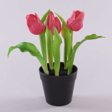 Artificial tulip CAITLYN in decorative pot, pink-green, 10"/25cm, Ø0.8"-2.4"/2-6cm Artificial tulip CAITLYN in decorative pot, pink-green, 10"/25cm, Ø0.8"-2.4"/2-6cm