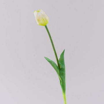 Artificial tulip LONA, white-green, 18"/45cm, Ø1.6"/4cm
