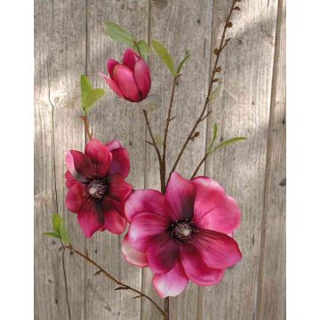 Artificial magnolia spray FINAH, pink, 3ft/90cm, Ø3.5"-5.9"/9-15cm