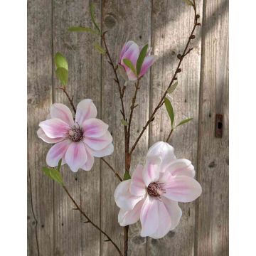 Artificial magnolia spray FINAH, light pink, 3ft/90cm, Ø3.5"-5.9"/9-15cm