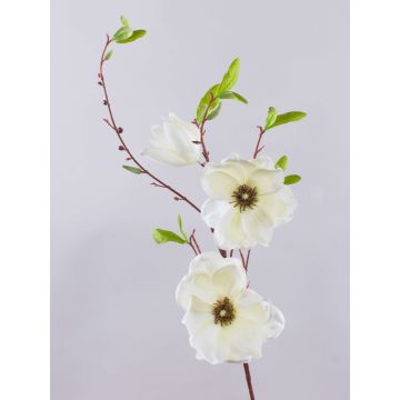 Artificial magnolia spray FINAH, cream-white, 3ft/90cm, Ø3.5"-5.9"/9-15cm