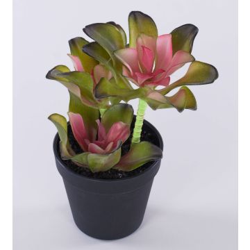 Artificial Echeveria SHAUNA in decorative pot, green-violet, 10"/25cm