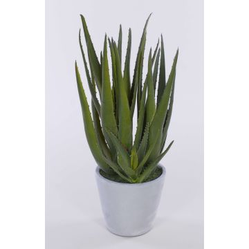 Plastic aloe NAMIKA, in a cement pot, green, 16"/40cm, Ø8"/20cm