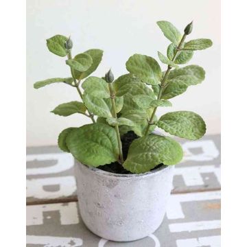 Artificial Mint ALBUS in concrete pot, green, 6.7"/17cm Artificial Mint ALBUS in concrete pot, green, 6.7"/17cm