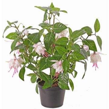 Artificial Fuchsia THAYNARA, with blooms, light pink, pale pink, 12"/30cm, Ø2"/5cm