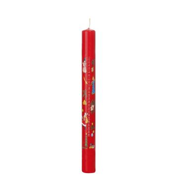 TEMPERANCE Advent calendar taper candle, photo-printed Advent days, red and multicoloured, 25 cm, Ø 2.3 cm – Made in Germany