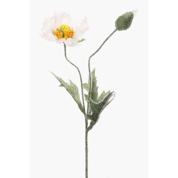 Artificial poppy spray QUINTA, white, 16"/40cm, Ø3.5"/9cm