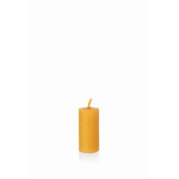 Beeswax pillar candle BABETTE, natural-yellow, 3.1"/8cm, Ø1.6"/4cm, 16h - Made in Germany