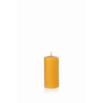Beeswax pillar candle BABETTE, natural-yellow, 4"/10cm, Ø2"/5cm, 30h - Made in Germany