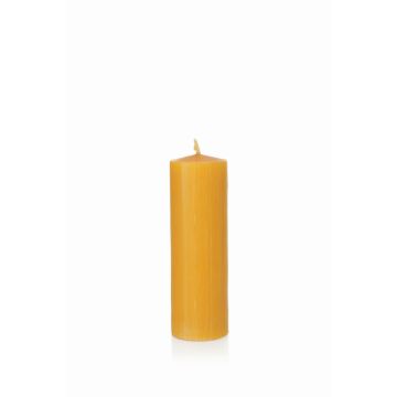 Beeswax pillar candle BABETTE, natural-yellow, 6"/15cm, Ø2"/5cm, 45h - Made in Germany