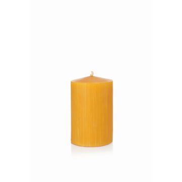 Beeswax pillar candle BABETTE, natural-yellow, 4.7"/12cm, Ø3.1"/8cm, 72h - Made in Germany