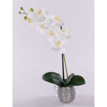 Artificial orchid Phalaenopsis EMILIA, decorative pot, white, 18"/45cm