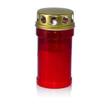 Grave candle AMONIA with lid, red-white, 5.7"/14,5cm, Ø2.8"/7cm, 60h Grave candle AMONIA with lid, red-white, 5.7"/14,5cm, Ø2.8"/7cm, 60h