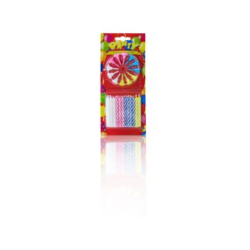 Birthday lights LULUNA with 24 candles and 12 holders, white-pink-blue-yellow, 6cm, Ø0,5cm Birthday lights LULUNA with 24 candles and 12 holders, white-pink-blue-yellow, 6cm, Ø0,5cm