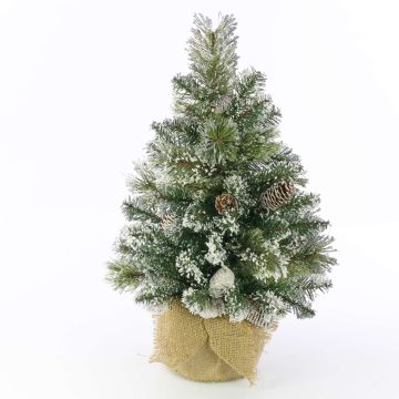 Artificial Fir tree RIGA, cones, jute bag, white, 3ft/90cm, Ø 20"/50cm