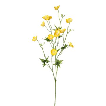 Artificial buttercup spray NORA, yellow, 28"/70cm, Ø0.8"-1.2"/2-3cm
