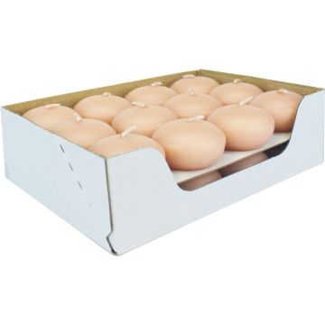 Set of 24 floating candles ORNELLA, pastel peach, 2,8cm, Ø4,5cm, 4h