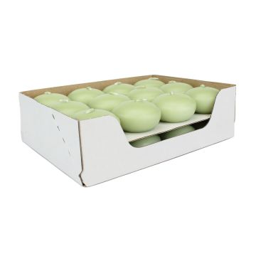Set of 24 floating candles ORNELLA, pastel green, 2,8cm, Ø4,5cm, 4h