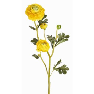 Fake ranunculus flower NOEMIE, yellow, 26"/65cm, Ø1.6"-3.1"/4-8cm