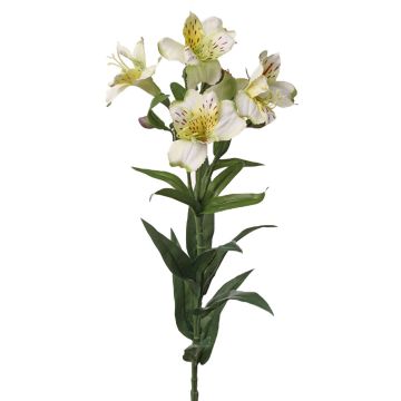 Artificial lily of the Incas AUBERTA, white-green-red, 30"/75cm, Ø2.4"/6cm