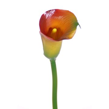 Artificial calla CHIDORA, orange-yellow, 22"/55cm, 2"x2.4"/5x6cm