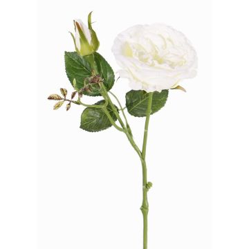 Fake rose spray JUDY, cream, 16"/40cm, Ø3.5"/9cm