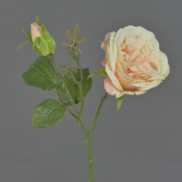Fake rose spray JUDY, salmon, 14"/35cm, Ø3.1"/8cm Fake rose spray JUDY, salmon, 14"/35cm, Ø3.1"/8cm