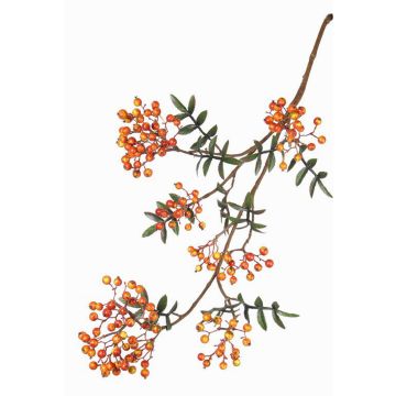 Artificial Rowan branch CERRY, with berries, orange, 4ft/110cm