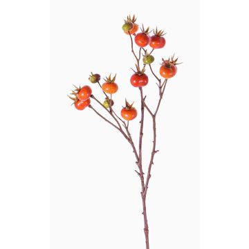 Artificial Wild rose spray GERDA, with fruits, orange, 26"/65cm Artificial Wild rose spray GERDA, with fruits, orange, 26"/65cm