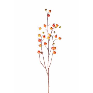 Artificial Wild rose spray GERDA, with fruits, orange, 4ft/110cm