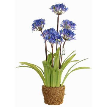 Fake agapanthus INJALA in soil ball, blue-purple, 31"/80cm, Ø4.3"/11cm