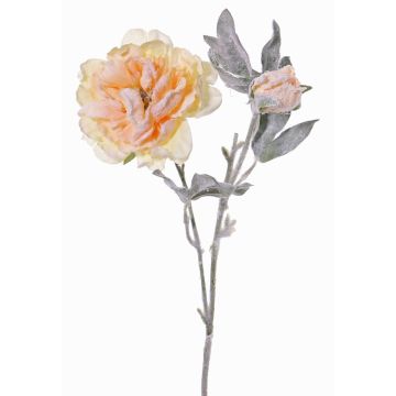 Artificial peony MALINE, with snow, salmon-yellow, 24"/60cm, Ø5.1"/13cm Artificial peony MALINE, with snow, salmon-yellow, 24"/60cm, Ø5.1"/13cm